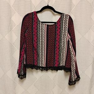 Divided By H&M Pink and Black Women's Long Sleeve Crop Top Size 12